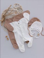 Комплект комбинезон и чепчик Baby Style Minikin, интерлок вафелька, молочный, Унисекс, молочный, 56