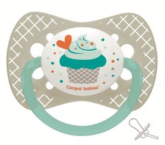 Пустышка силиконовая симметричная Cupcake Canpol Babies, 0-6 мес, Мальчик, серый, Симметричная