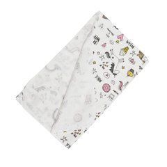 Пелюшка фланель 75*90 см, Minikin, білий з малюнком, Дівчинка, 75*90