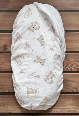 Наматрацник непромокальний в коляску BabyStarTex, 35х75см, білий/ведмедик на хмарці з веселкою, Унісекс, для коляски