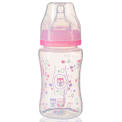 Пляшечка антиколікова з широким горлишком BabyOno, 120 мл, Дівчинка, Рожевий, 120мл