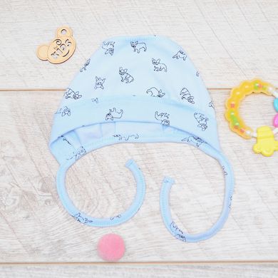 Чепчик для новорожденных Основной ассортимент Minikin, интерлок, голубой/собачка, 43