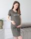 Сорочка для вагітних та годуючих HAPPY MOM (хакі), кулір, 46-48
