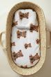 Набор для коляски наматрасник и подушка Babystartex, белый/коричневые мишки, Унисекс, для коляски