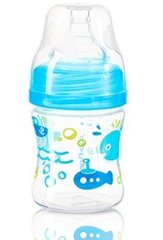 Пляшечка антиколікова з широким горлишком BabyOno, 120 мл, Хлопчик, блакитний, 120мл