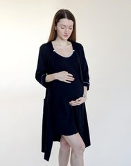 Комплект халат и сорочка для беременных (черный), кулир, 42-44