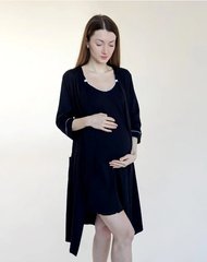 Комплект халат і сорочка для вагітних (чорний), кулір, 46-48