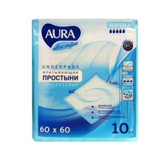 Впитывающие одноразовые пеленки AURA Ultra Comfort, 60х60 см, 1уп/10шт