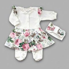 Комплект для девочки комбинезон с юбочкой и повязка Розы розовые BabyStarTex, интерлок, Девочка, 56