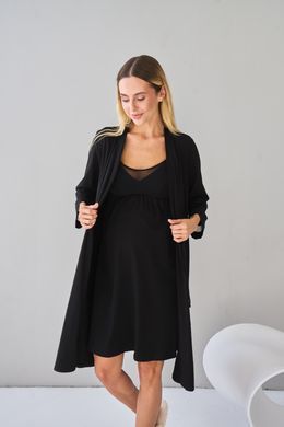 Комплект халат и сорочка для беременных и кормящих Yula mama, черный, S