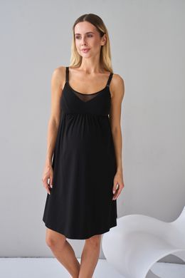 Комплект халат и сорочка для беременных и кормящих Yula mama, черный, S