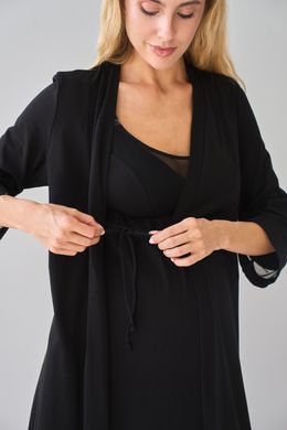 Комплект халат и сорочка для беременных и кормящих Yula mama, черный, S