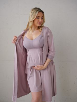 Комплект халат и сорочка для беременных и кормящих Soft & Lace Мамин Дом, аметист, XS