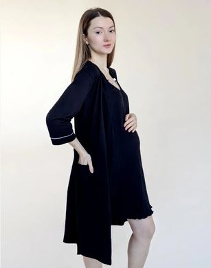 Комплект халат и сорочка для беременных (черный), кулир, 46-48