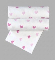 Пеленка фланель/байка Турция BabyStarTex 100*80, белая/сердечки розовые, Девочка, 100*80