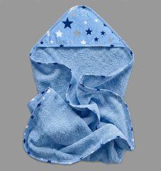 Кутик махровий після купання BabyStarTex, блакитне/зірки на блакиткому, Хлопчик, 80*80