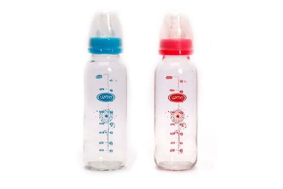 Пляшечка для годування скляна з силіконовою соскою Lindo, 250мл, Дівчинка, Рожевий, 250 мл
