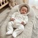Комбинезон на молнии с капюшоном BabyStarTex, молочный, трехнить на флисе, Унисекс, молочный, 56-62