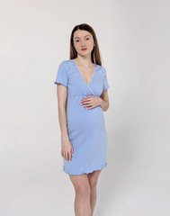 Нічна для вагітних і годуючих матусь (блакитна), преміум стрейч-кулір, 46-48