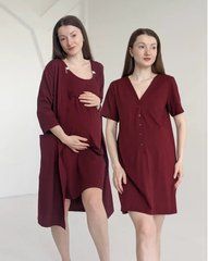 Комплект халат и 2 сорочки для беременных в роддом, бордовый, 42-44
