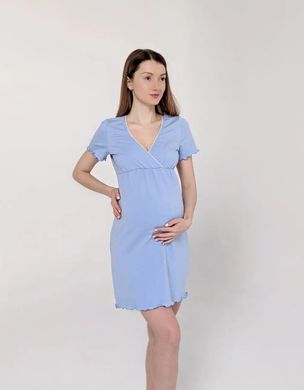 Ночнушка для беременных и кормящих (голубая), премиум стрейч-кулир, 46-48