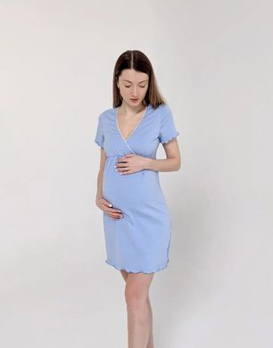 Ночнушка для беременных и кормящих (голубая), премиум стрейч-кулир, 46-48