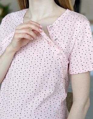 Сорочка для беременных и кормящих (персиковый в горошек), кулир, 46-48