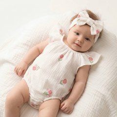Боди + повязка для девочки Babystartex, муслин, молочное/тюльпаны, Девочка, 56-62