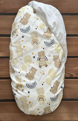 Наматрацник непромоканий в коляску BabyStarTex, 35х75см, ведмедик з кулькою і веселка, Унісекс, для коляски