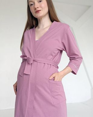 Комплект халат и рубашка для кормления (пыльный розовый), кулир, 46-48