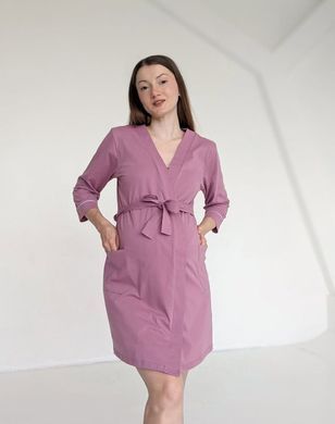 Комплект халат и рубашка для кормления (пыльный розовый), кулир, 46-48