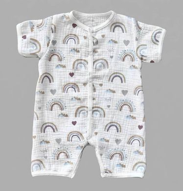 Мусліновий пісочник Babystartex, муслін, молочний/радуга блакитна і коричнева, Унісекс, 56