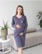 Тепла сорочка для вагітних та годуючих LEAVES (фіолетово-сіра), футер, 54-56