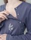 Тепла сорочка для вагітних та годуючих LEAVES (фіолетово-сіра), футер, 42-44