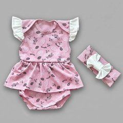 Боди-платье короткий рукав + повязка Babystartex, кулир, розовое, Девочка, 68-74