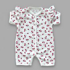 Мусліновий пісочник для дівчинки Babystartex, муслін, молочний/вишні дрібні, Дівчинка, 56