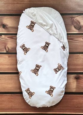 Наматрацник непромокальний в коляску BabyStarTex, 35х75см, білий/коричневий ведмедики_новий, Хлопчик, для коляски