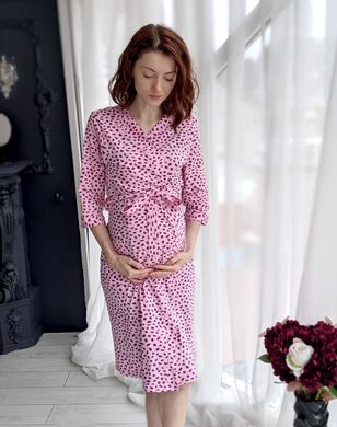Комплект в роддом для беременных и кормящих Горошек (розовый/бордовый), кулир, 46-48