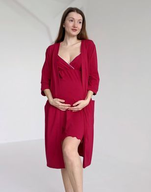 Комплект халат и рубашка с клипсами для кормления (багровый), 42-44