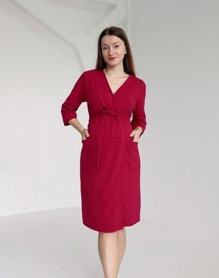 Комплект халат и рубашка с клипсами для кормления (багровый), 42-44