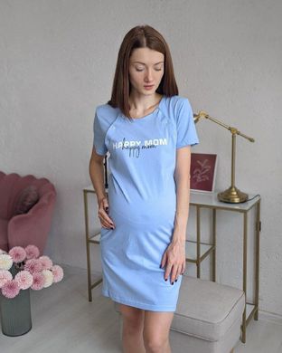 Сорочка для беременных и кормящих HAPPY MOM (пастельный голубой), кулир, 46-48