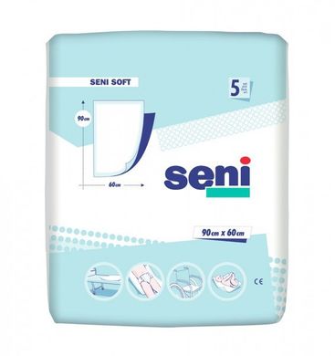 Пелюшки одноразові гігієнічні Seni Soft Super, 90х60см, 1уп/5шт, 60х90 см, 5 шт