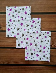 Пеленка ситец BabyStarTex, 100x80 см, белая/звездочки розовые и серые, Девочка