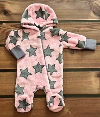 Комбінезон з велсофту на блискавці BabyStarTex, Рожевий з зірочками, Дівчинка, 62-68
