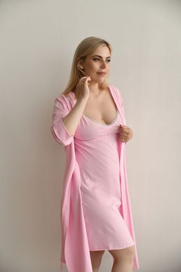 Комплект в роддом халат и сорочка Мамин Дом, розовый, XS