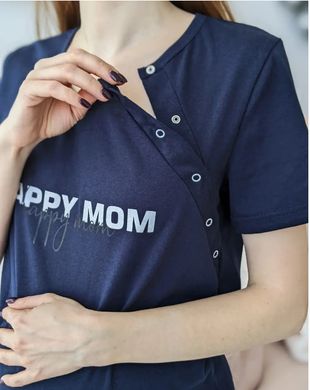 Сорочка для вагітних та годуючих Happy Mom (чорнильний), кулір, 42-44