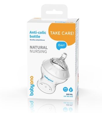 Бутылочка для кормления Natural Nursing BabyOno, 180 мл, Унисекс, 180мл