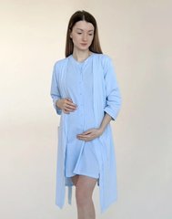 Комплект халат і сорочка у пологовий (пастельний блакитний), кулір, 46-48
