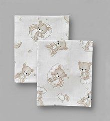 Пеленка польский хлопок BabyStarTex, 80x90 см, мишки коричневые на радуге, Унисекс, 90х80