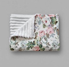 Плед детский из плюша Babystartex, белый/розы, Унисекс, 100*80, без утеплителя